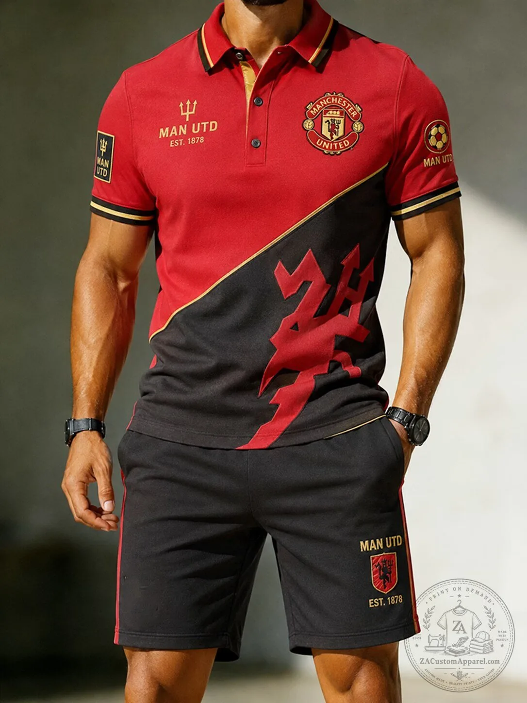 Manchester United Football Club Red and Black Polo Shirt 1 Manchester United Football Club Red and Black Polo Shirt