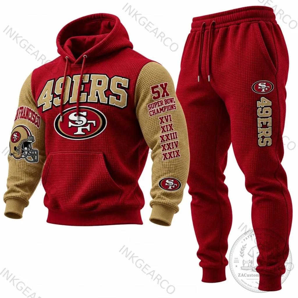 San Francisco 49ers Super Bowl Champions Waffle Knit Hoodie San Francisco 49ers Super Bowl Champions Waffle Knit Hoodie