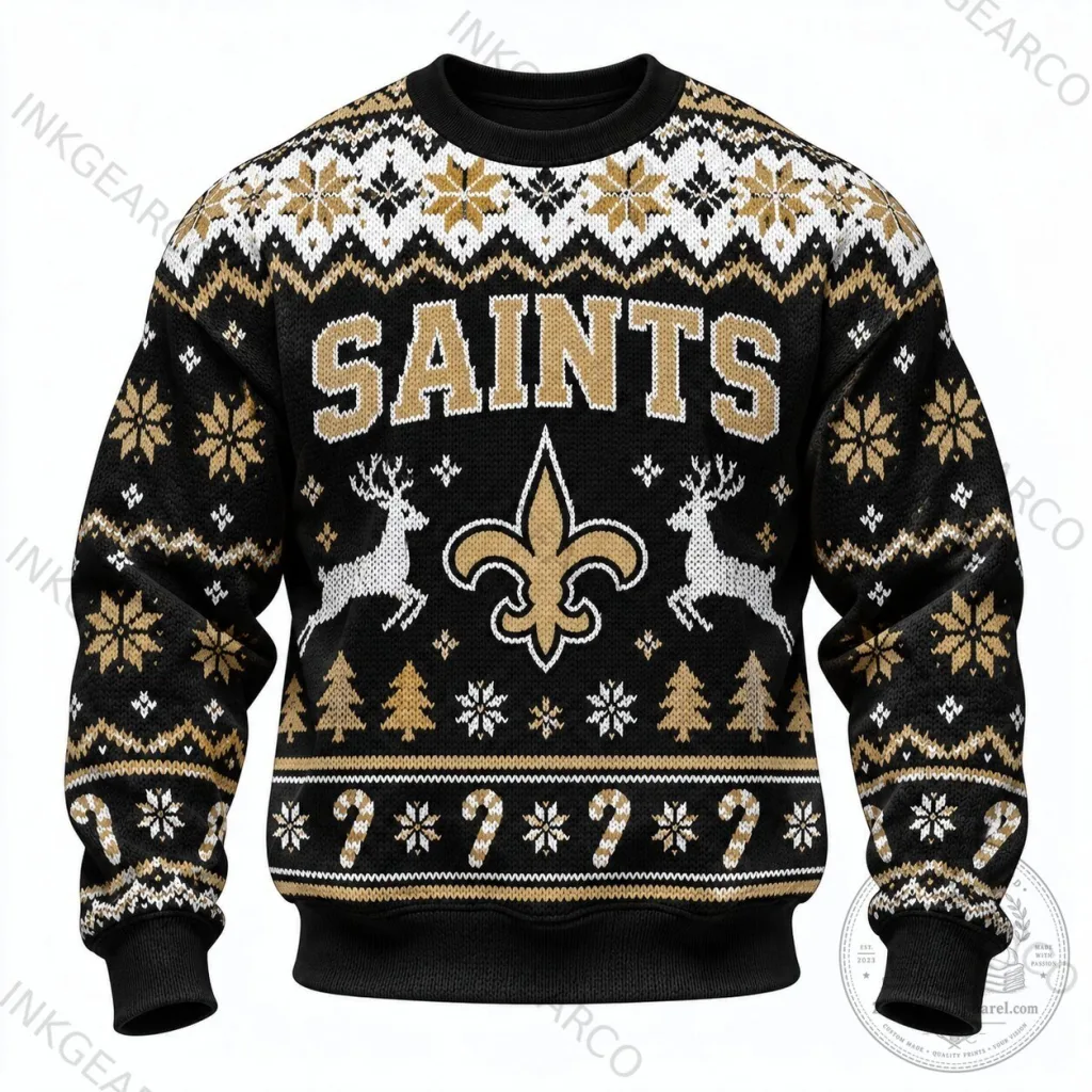 Ugly Sweater Style Sweatshirt for Christmas - New Orleans Saints Edition Ugly Sweater Style Sweatshirt for Christmas - New Orleans Saints Edition