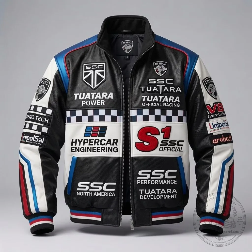 SSC Tuatara Hypercar Engineering Racing Bomber Jacket with Sponsor Logos