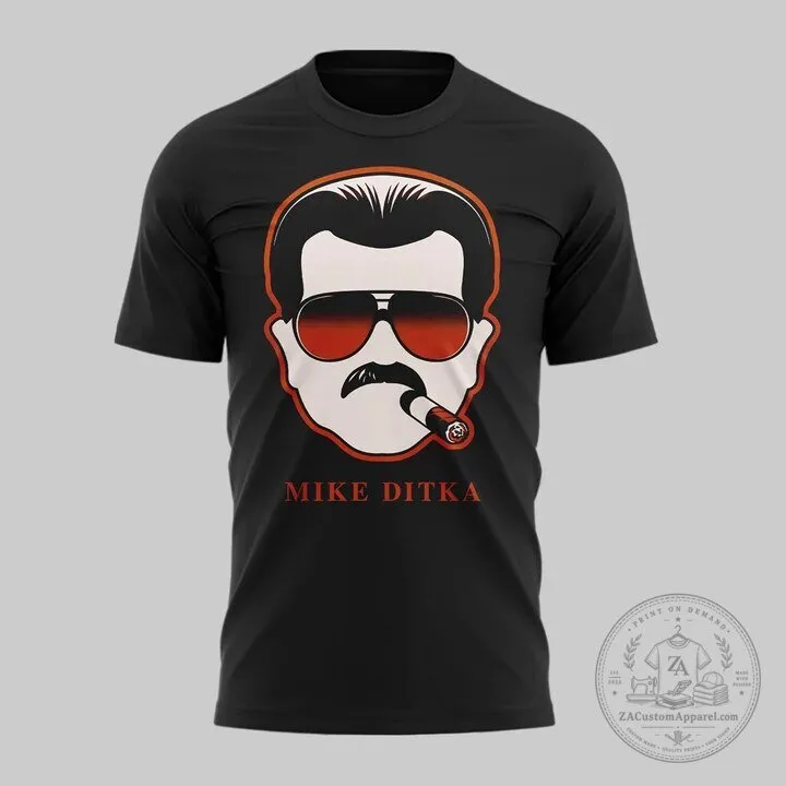 Black Graphic T-Shirt Featuring Football Legend Mike Ditka of the Chicago Bears 4 Black Graphic T-Shirt Featuring Football Legend Mike Ditka of the Chicago Bears