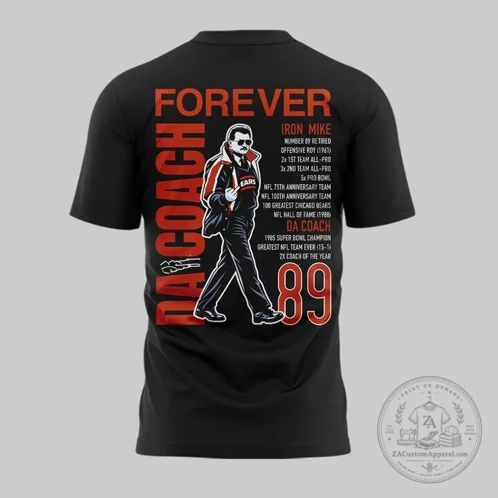 Black Graphic T-Shirt Featuring Football Legend Mike Ditka of the Chicago Bears 5 Black Graphic T-Shirt Featuring Football Legend Mike Ditka of the Chicago Bears