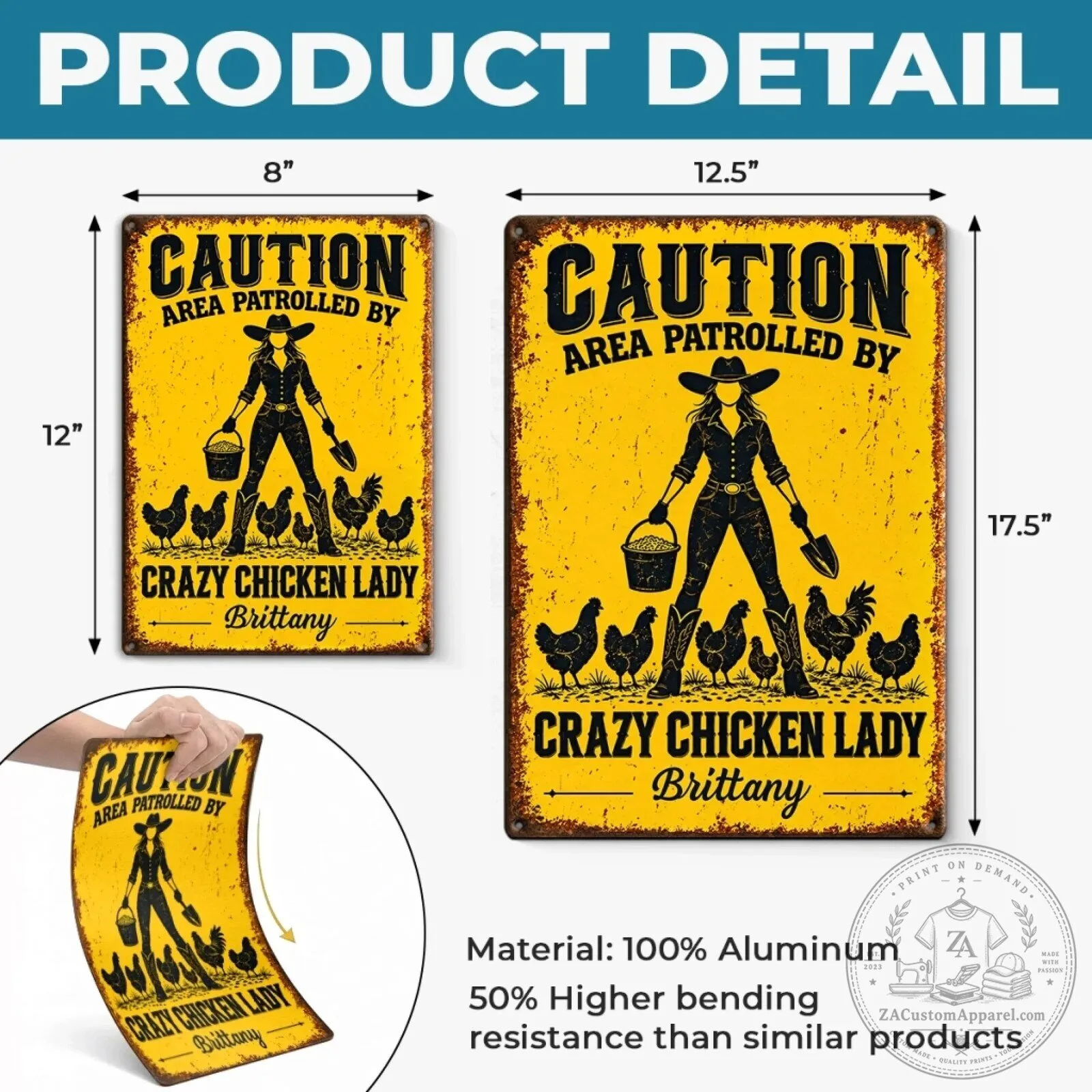Personalized Crazy Chicken Lady Caution Area Patrolled by Metal Sign 9 Personalized Crazy Chicken Lady Caution Area Patrolled by Metal Sign