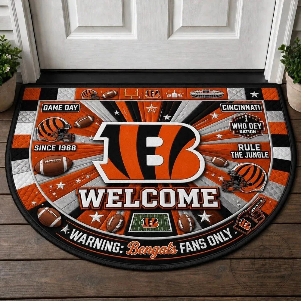 Cincinnati Bengals Welcome Doormat - NFL Football Team Fan Entry Mat 1 Cincinnati Bengals Welcome Doormat - NFL Football Team Fan Entry Mat