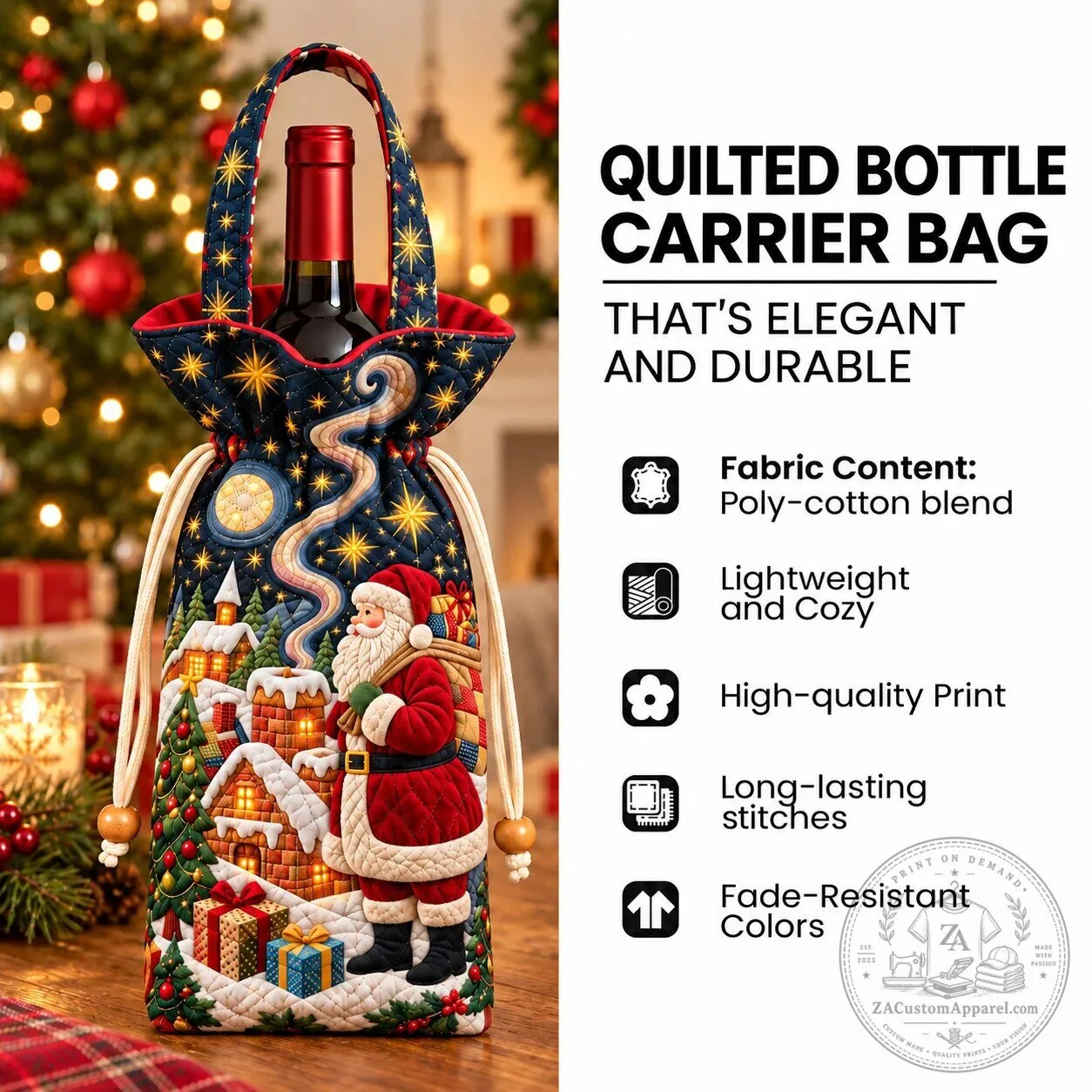 Holy Night Quilted Christmas Nativity Scene Wine Bottle Carrier Bag 8 Holy Night Quilted Christmas Nativity Scene Wine Bottle Carrier Bag