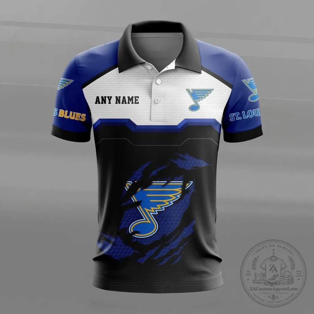 St. Louis Blues Personalized Name National Hockey League Polo Shirt 8 St. Louis Blues Personalized Name National Hockey League Polo Shirt