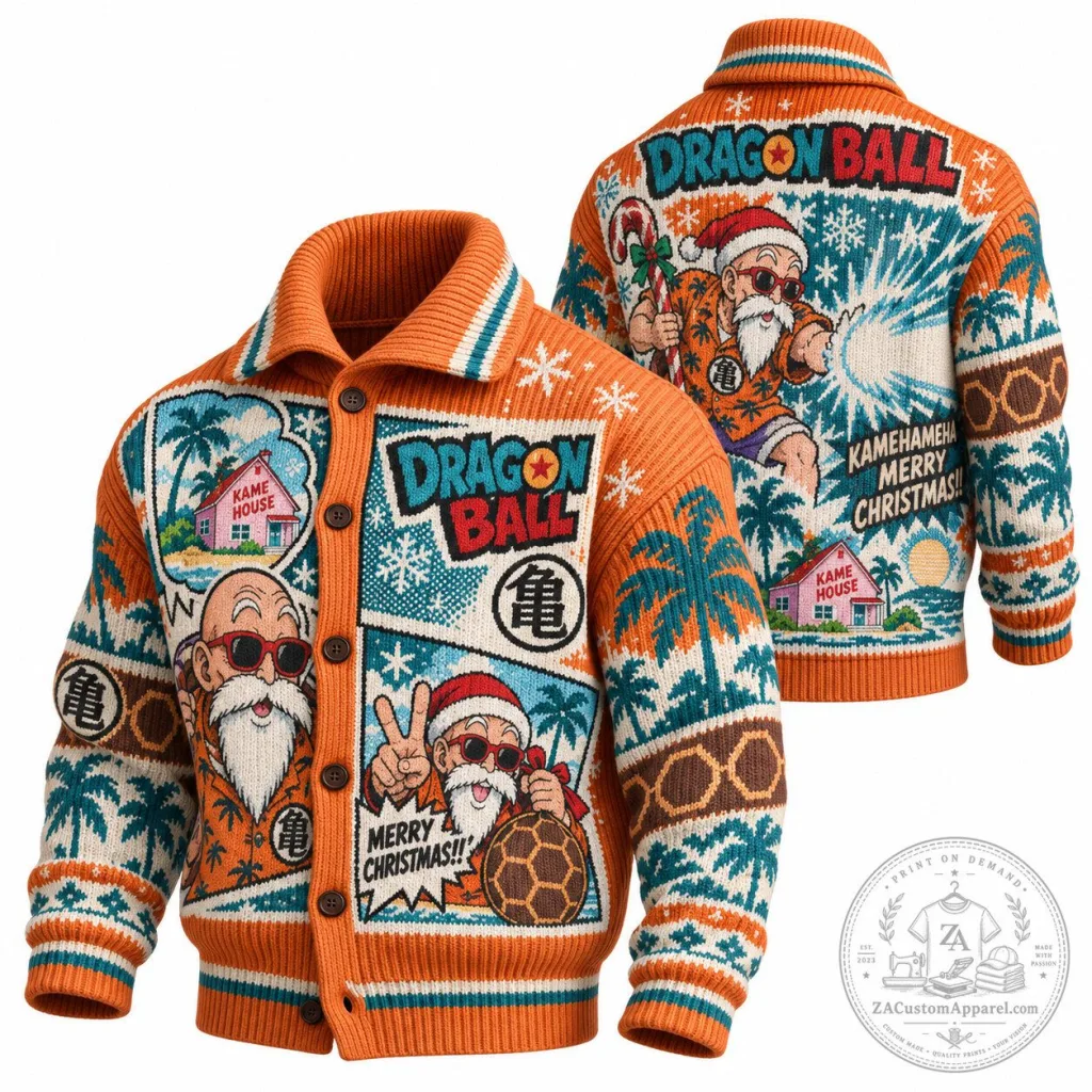 Dragon Ball Z Master Roshi Ugly Christmas Sweater Cardigan 68 Dragon Ball Z Master Roshi Ugly Christmas Sweater Cardigan