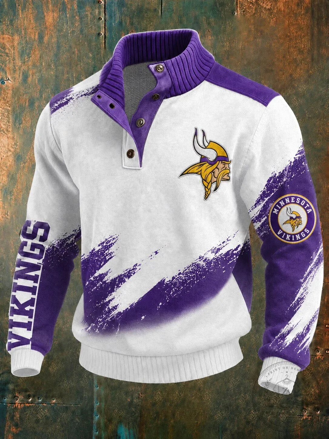 Minnesota Vikings Football Team Logo White and Purple Pullover Sweatshirt 1 Minnesota Vikings Football Team Logo White and Purple Pullover Sweatshirt