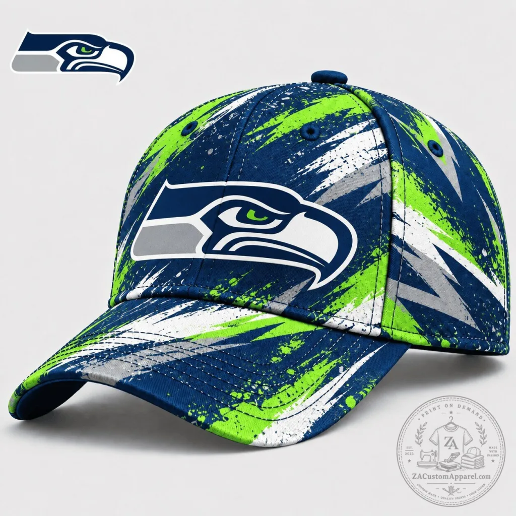Seattle Seahawks Paint Splatter Design NFL Football Team Cap Hat Seattle Seahawks Paint Splatter Design NFL Football Team Cap Hat