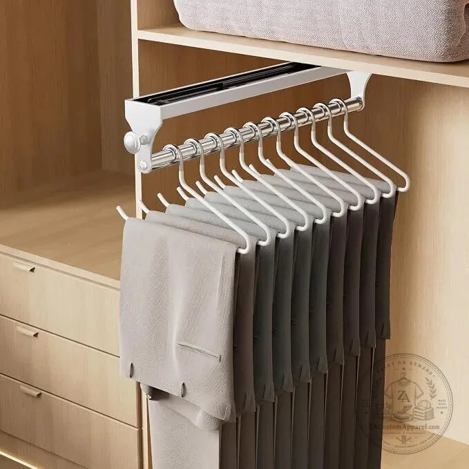 Pull Out Closet Rod Space Saving Retractable Wardrobe Clothes Hanger Rack