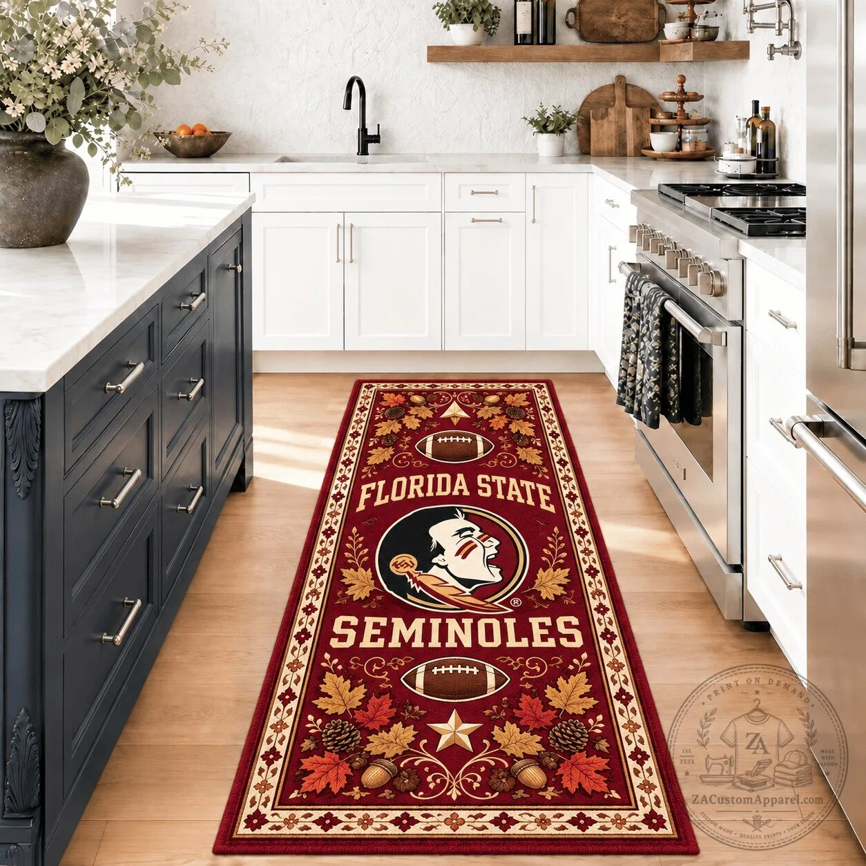 Florida State Seminoles Football Team Kitchen Runner Rug