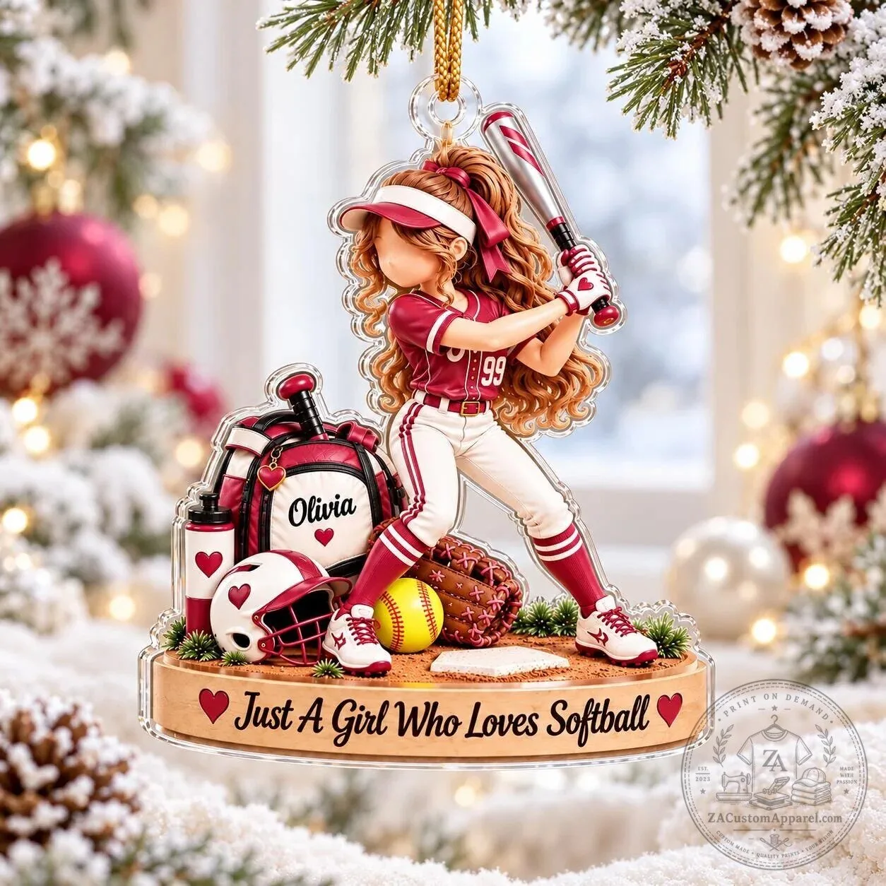 Personalized Softball Girl Christmas Ornament Just A Girl Who Loves Softball