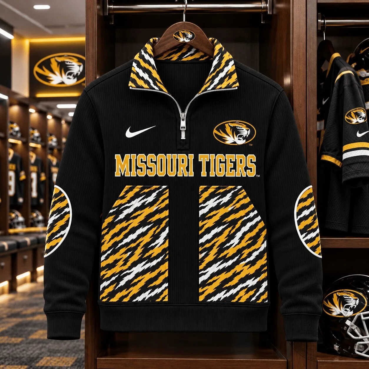 Missouri Tigers NCAA College Football Team Black Quarter-Zip Pullover Sweatshirt