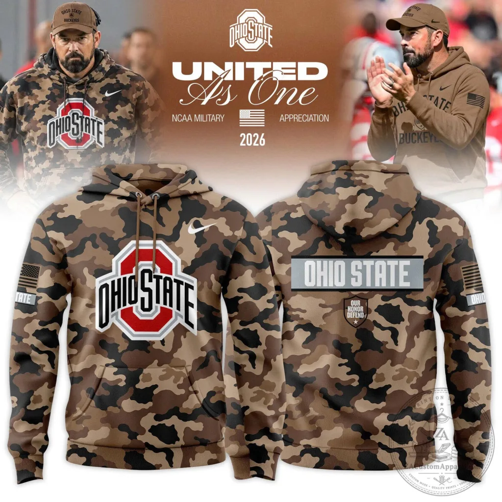 Ohio State Buckeyes NCAA Military Appreciation Camouflage Hoodie Ohio State Buckeyes NCAA Military Appreciation Camouflage Hoodie
