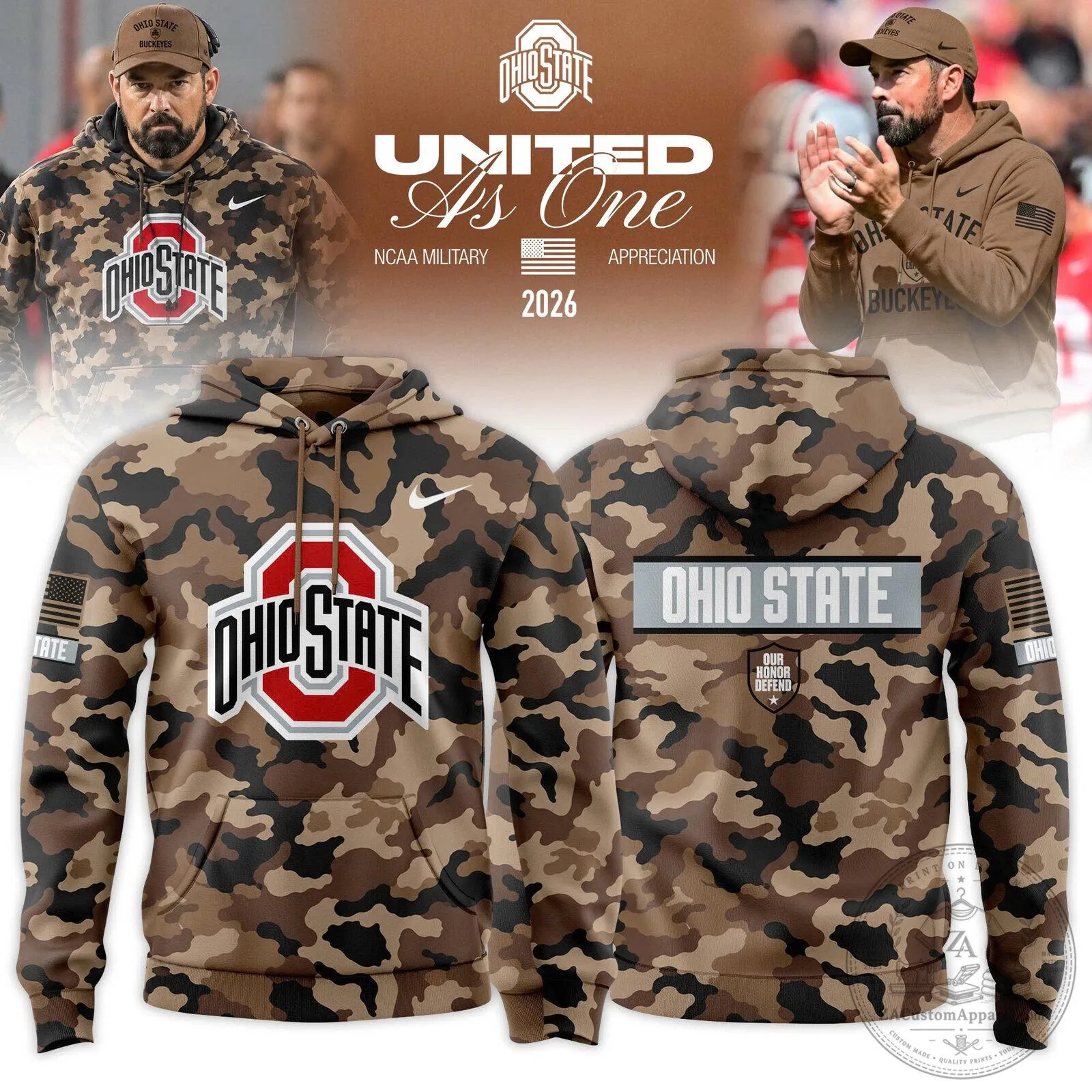 Ohio State Buckeyes NCAA Military Appreciation Camouflage Hoodie