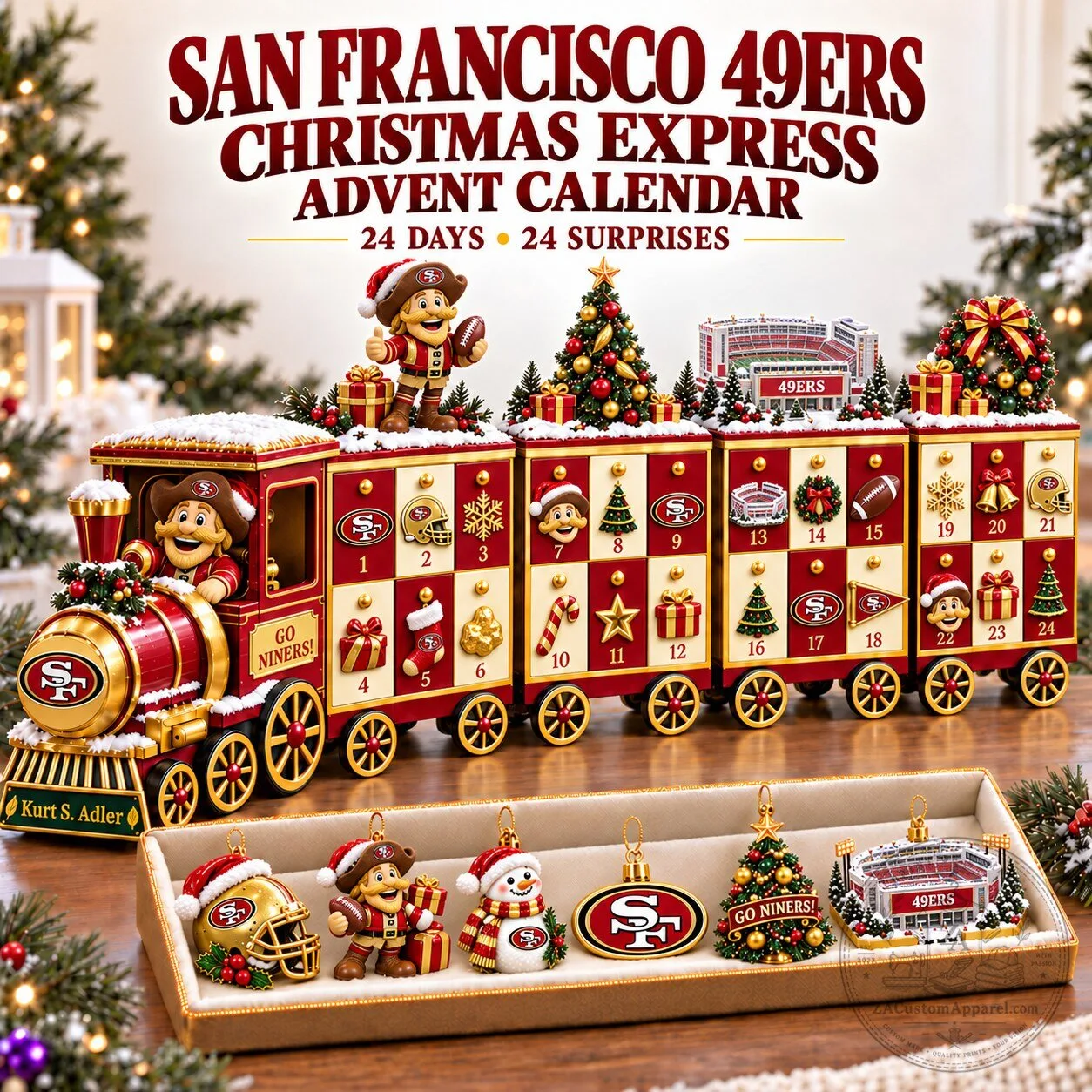San Francisco 49ers Christmas Express Advent Calendar with Ornaments 1 San Francisco 49ers Christmas Express Advent Calendar with Ornaments