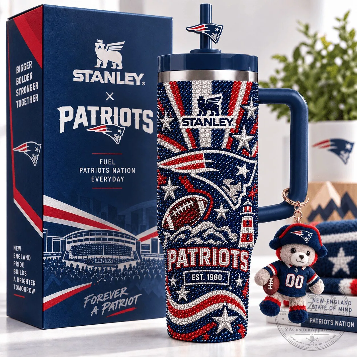 New England Patriots Stanley Tumbler with Handle and Straw