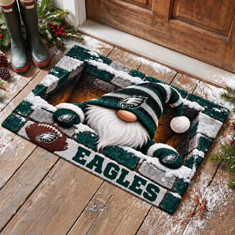 Philadelphia Eagles Football Team Gnome Winter Holiday Doormat