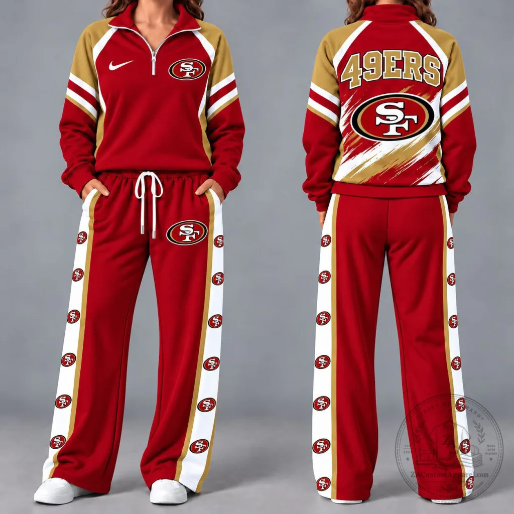 San Francisco 49ers Quarter-Zip Pullover and Wide-Leg Pants Set San Francisco 49ers Quarter-Zip Pullover and Wide-Leg Pants Set