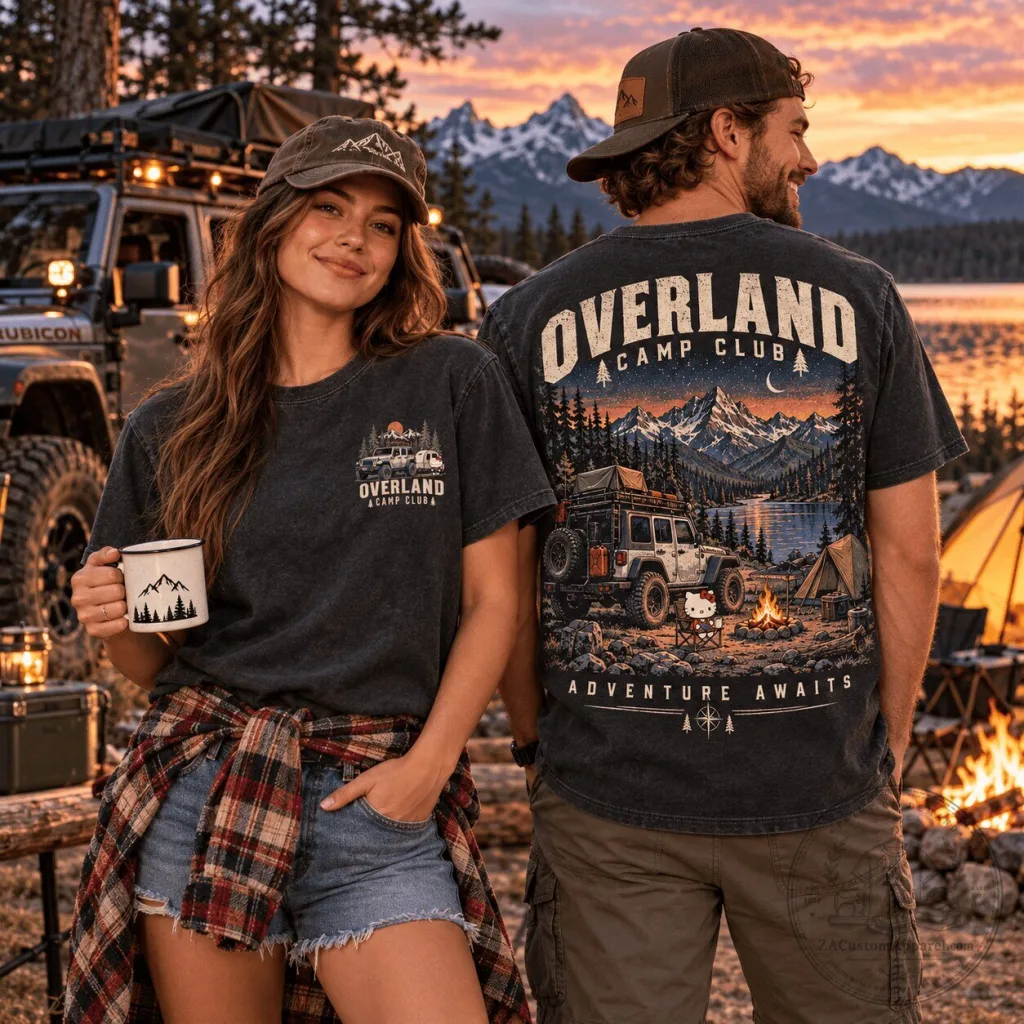 Overland Camp Club Adventure Awaits Graphic T-Shirt Overland Camp Club Adventure Awaits Graphic T-Shirt