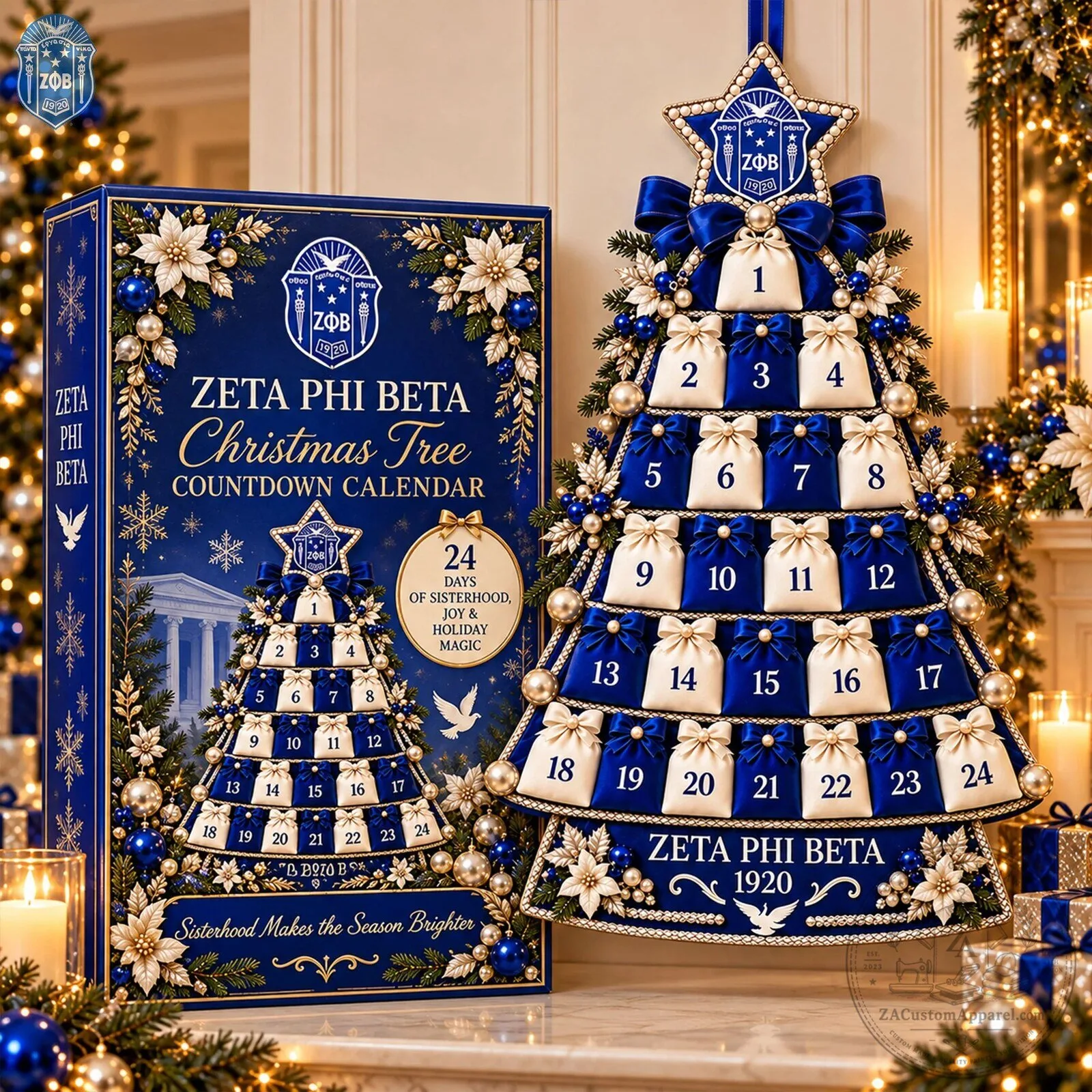 Zeta Phi Beta Sorority Christmas Tree Advent Calendar with 24 Pouches 5 Zeta Phi Beta Sorority Christmas Tree Advent Calendar with 24 Pouches