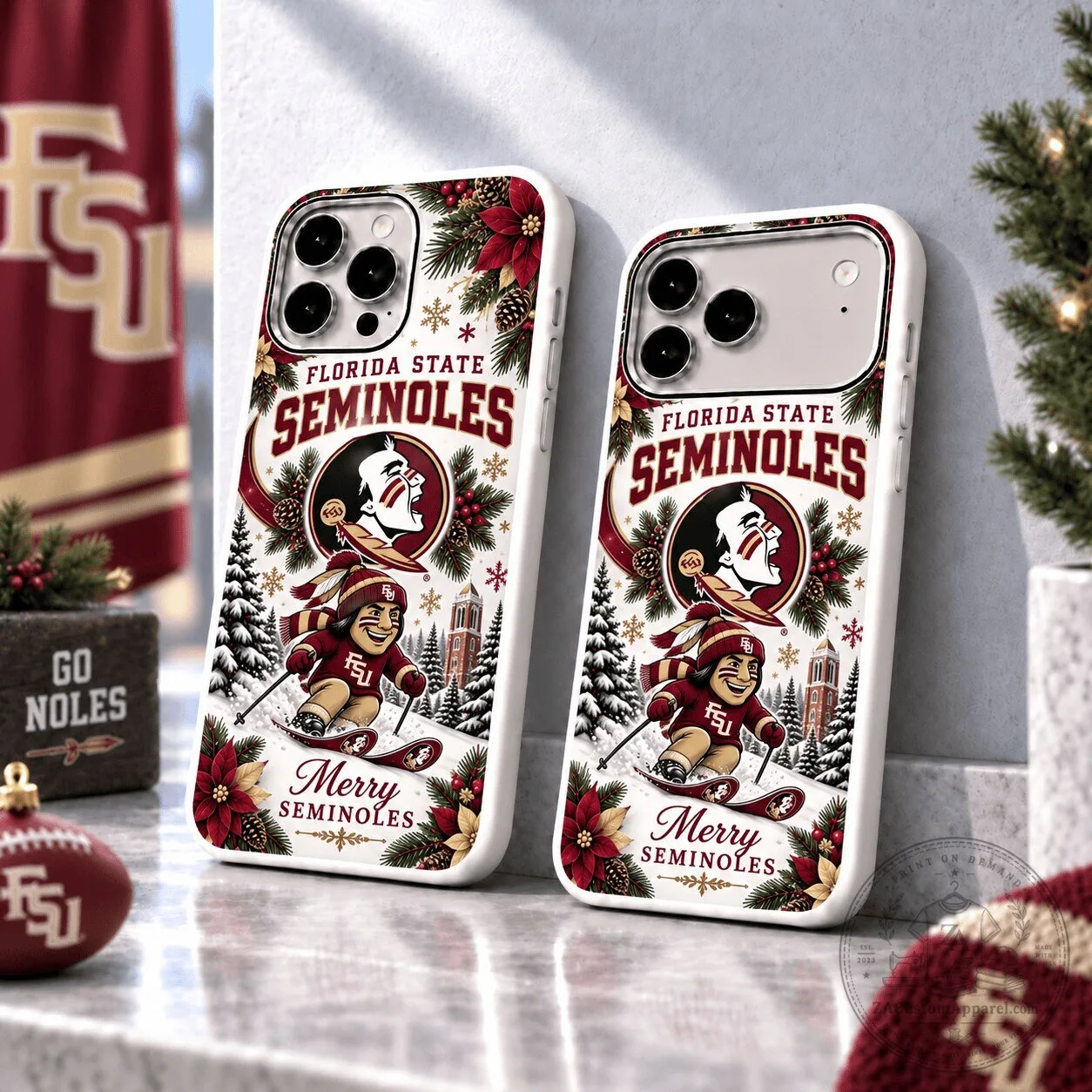 Florida State Seminoles Christmas Skiing Mascot Holiday Phone Case
