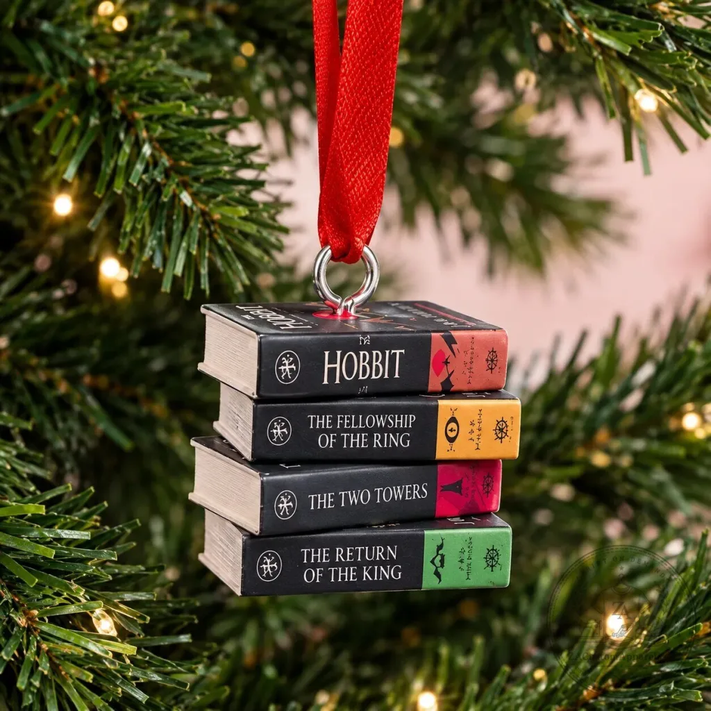 Christmas Tree Ornament Featuring a Stack of Lord of the Rings Books Christmas Tree Ornament Featuring a Stack of Lord of the Rings Books