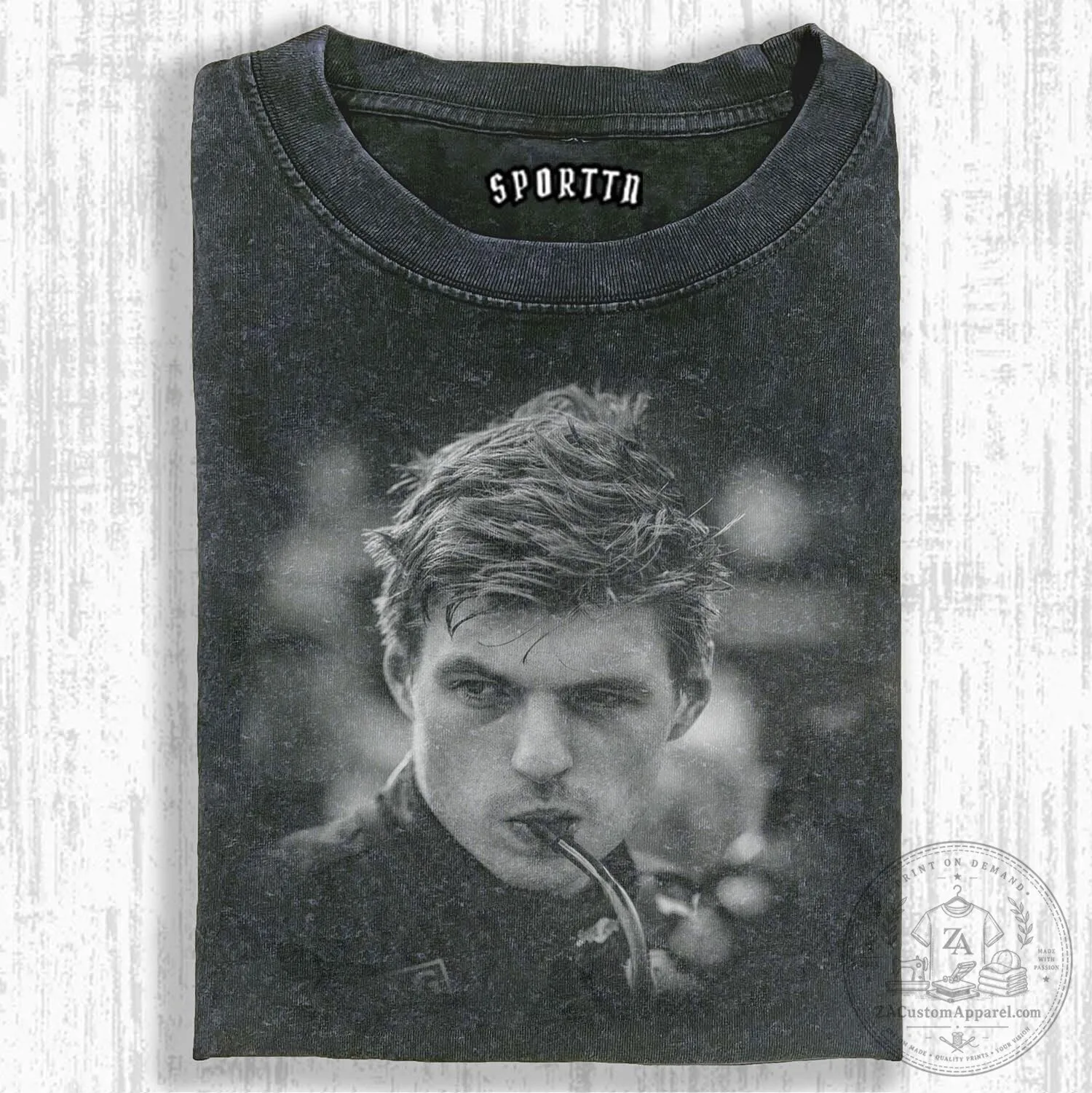 Max Verstappen Formula One Racing Driver Black and White Portrait T-Shirt