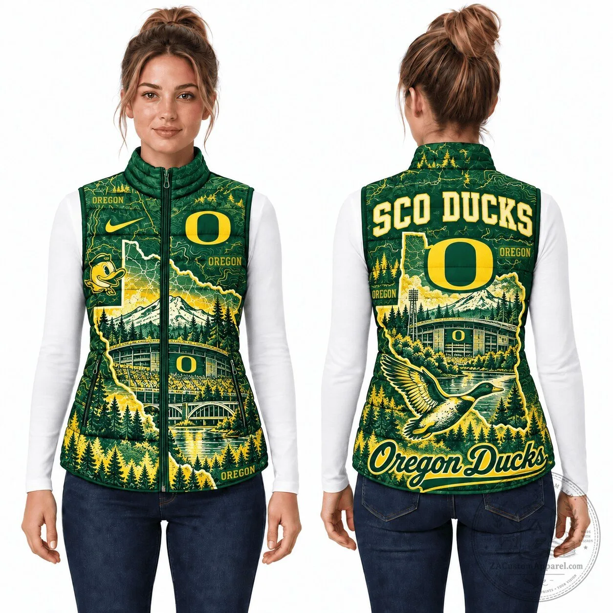 Oregon Ducks University of Oregon Football Team Puffer Vest
