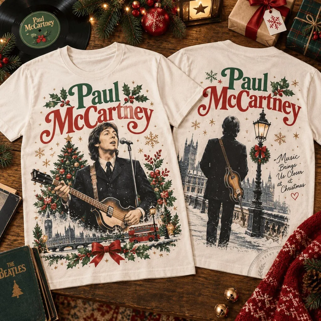 Paul McCartney London Christmas Guitar Music Brings Us Closer At Christmas T-Shirt