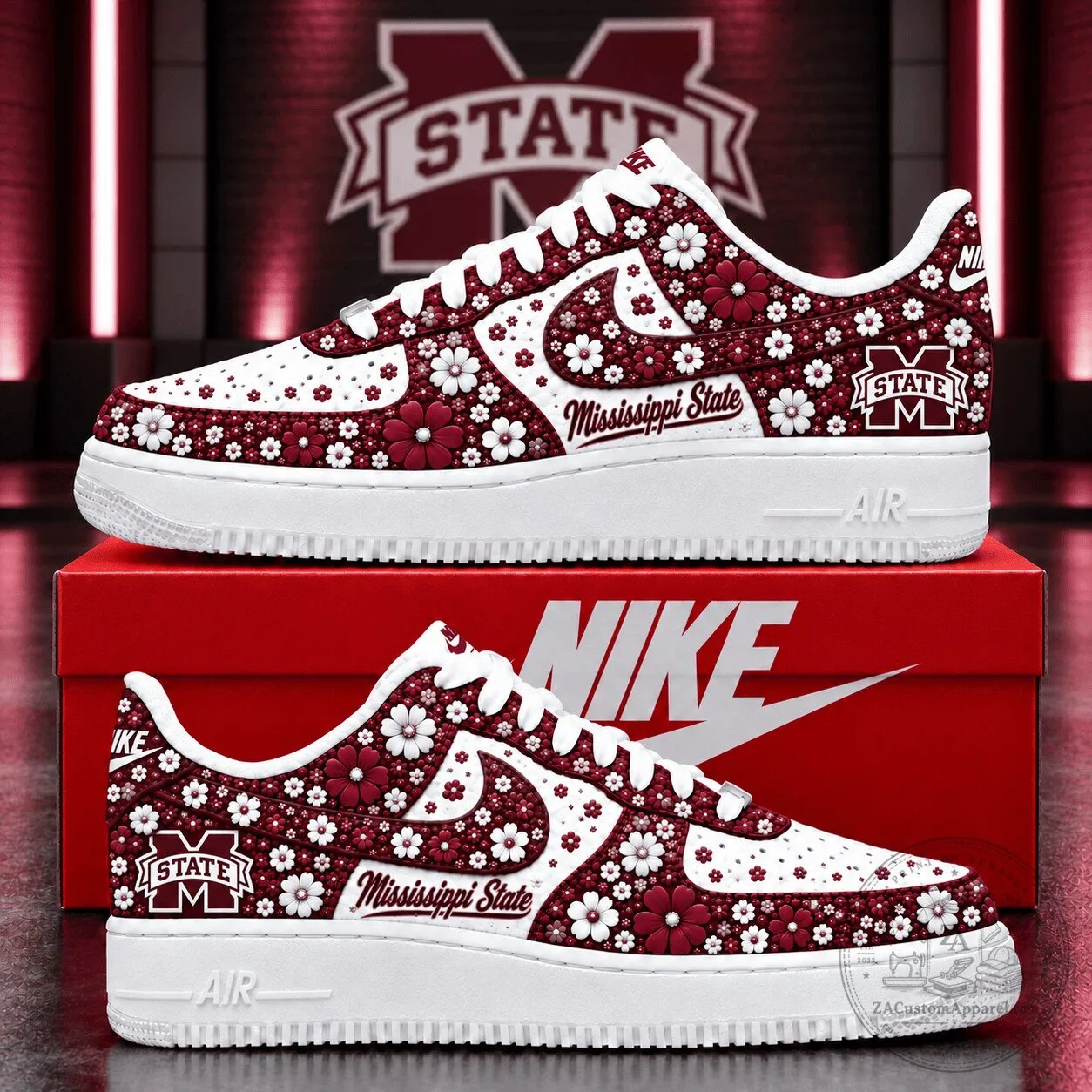 Mississippi State Bulldogs Floral Pattern Custom Design Shoes