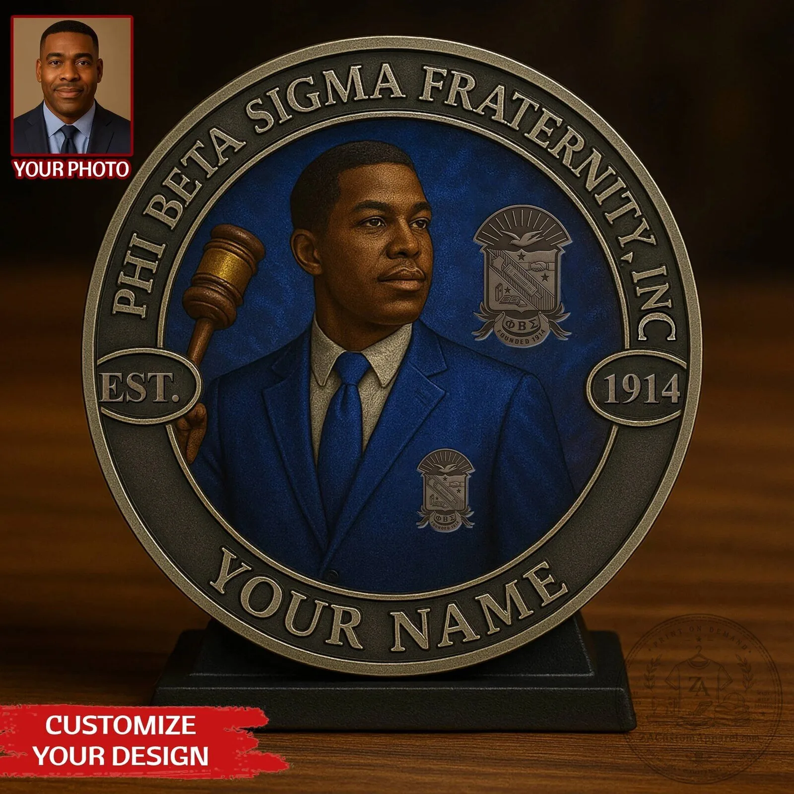 Phi Beta Sigma Fraternity Custom Photo and Name Commemorative Coin 1 Phi Beta Sigma Fraternity Custom Photo and Name Commemorative Coin