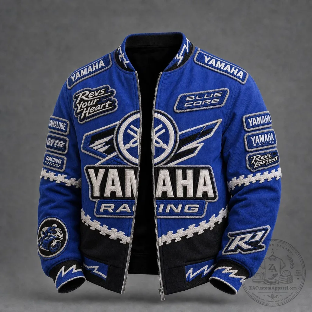 Yamaha Racing Blue Core Embroidered Motorcycle Jacket Yamaha Racing Blue Core Embroidered Motorcycle Jacket