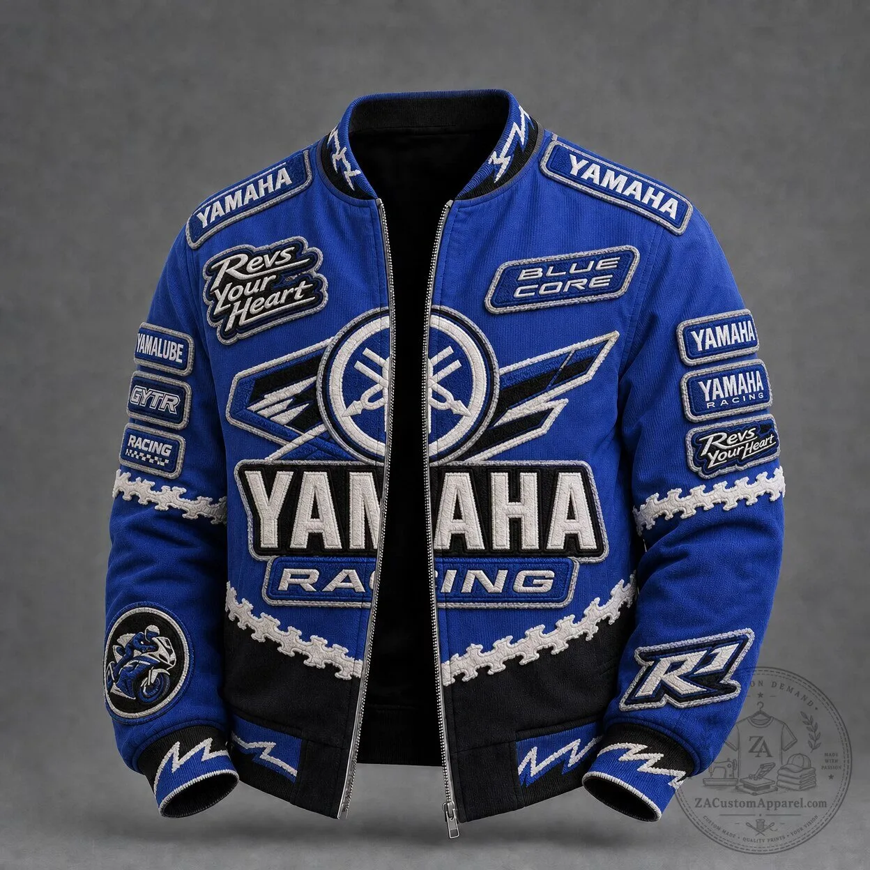 Yamaha Racing Blue Core Embroidered Motorcycle Jacket