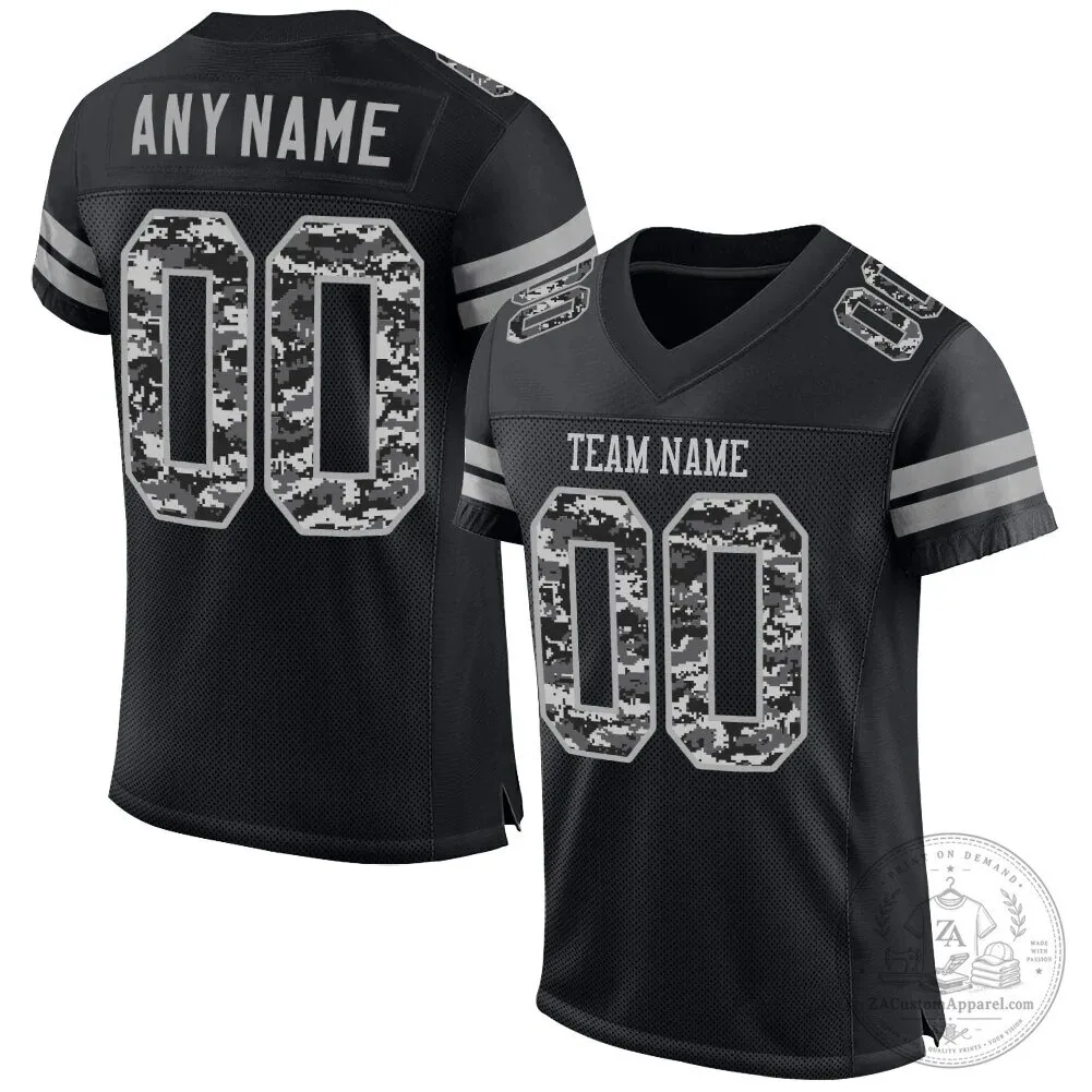 Custom Black Gray Mesh Authentic Pixel Digital Camouflage Football Jersey 3 Custom Black Gray Mesh Authentic Pixel Digital Camouflage Football Jersey