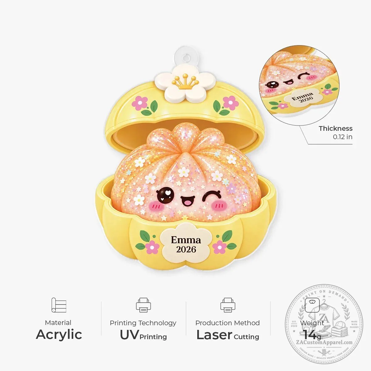 Personalized Cute Floral Dumpling Squishy Acrylic Christmas Ornament 8 Personalized Cute Floral Dumpling Squishy Acrylic Christmas Ornament