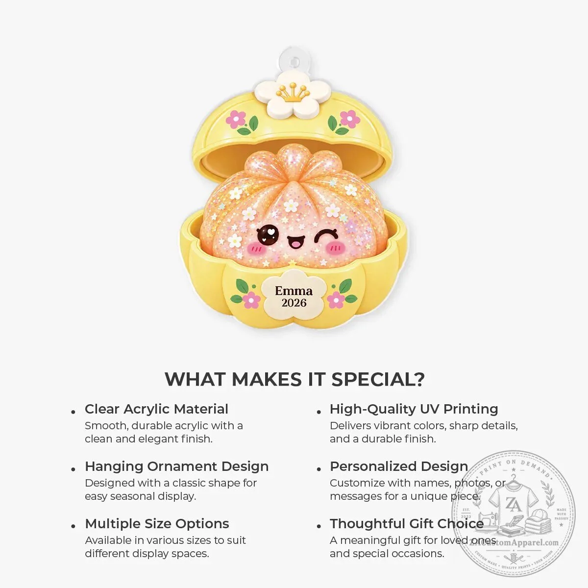 Personalized Cute Floral Dumpling Squishy Acrylic Christmas Ornament 11 Personalized Cute Floral Dumpling Squishy Acrylic Christmas Ornament