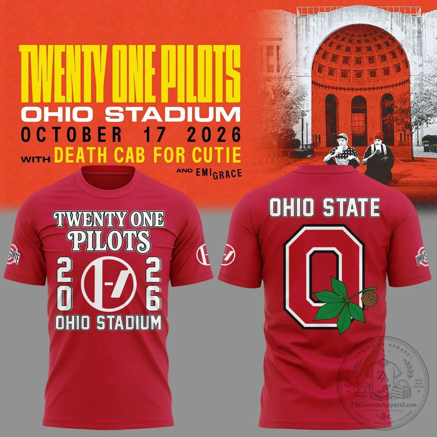 Ohio State Football Twenty One Pilots Ohio Stadium October 17 2026 Red T-Shirt
