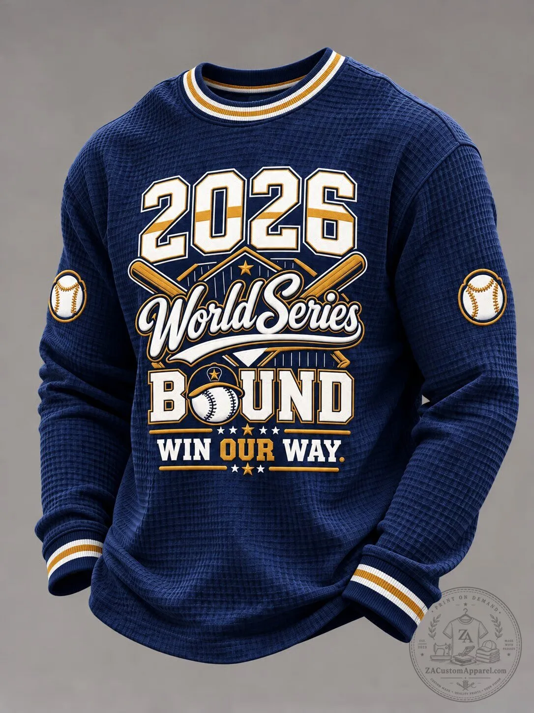 2026 World Series Bound Baseball Fan Long Sleeve Waffle Knit Sweatshirt 1 2026 World Series Bound Baseball Fan Long Sleeve Waffle Knit Sweatshirt