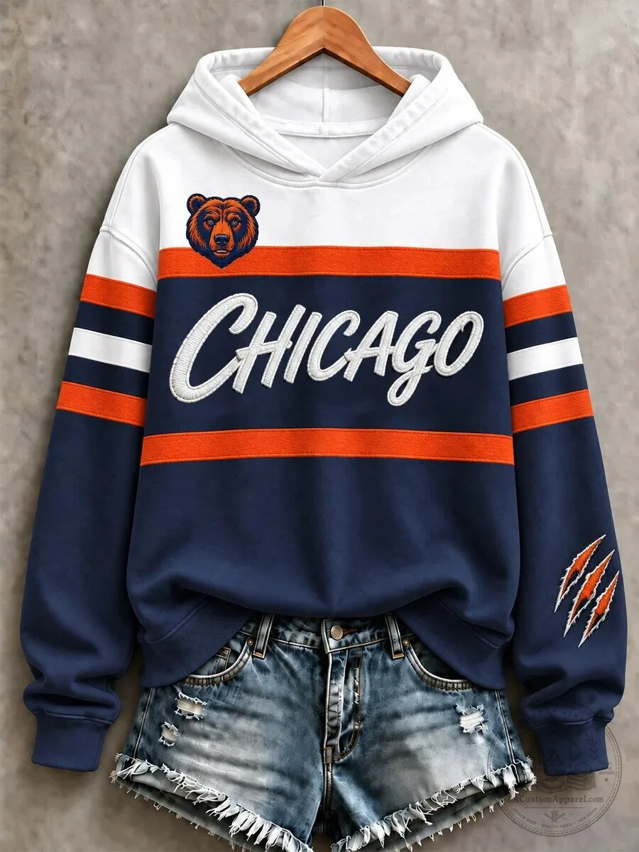 Chicago Bears Gameday Embroidered Hoodie for Women