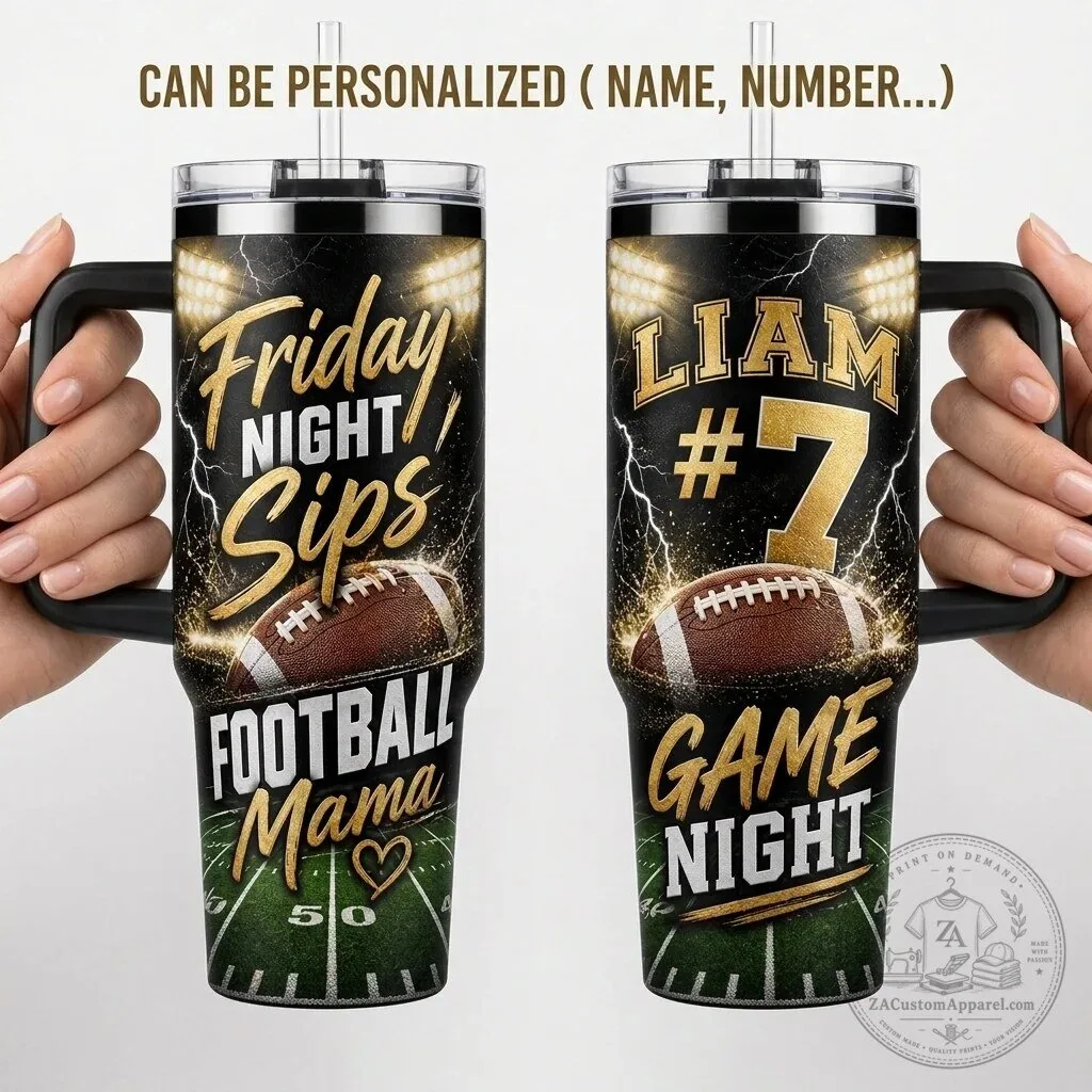 Personalized Football Mama Game Night 40oz Tumbler with Handle