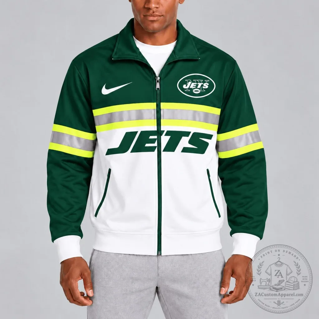 New York Jets Firefighter Reflective Stripe Full-Zip Jacket New York Jets Firefighter Reflective Stripe Full-Zip Jacket