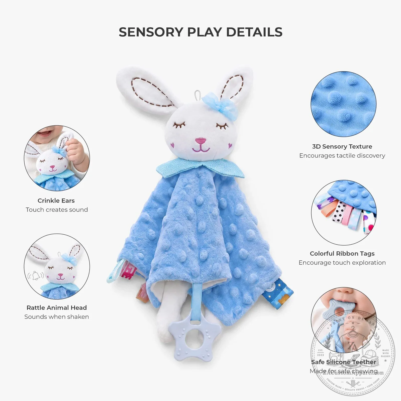 Personalized Pink Bunny Hot Air Balloon Baby Animal Security Blanket 9 Personalized Pink Bunny Hot Air Balloon Baby Animal Security Blanket