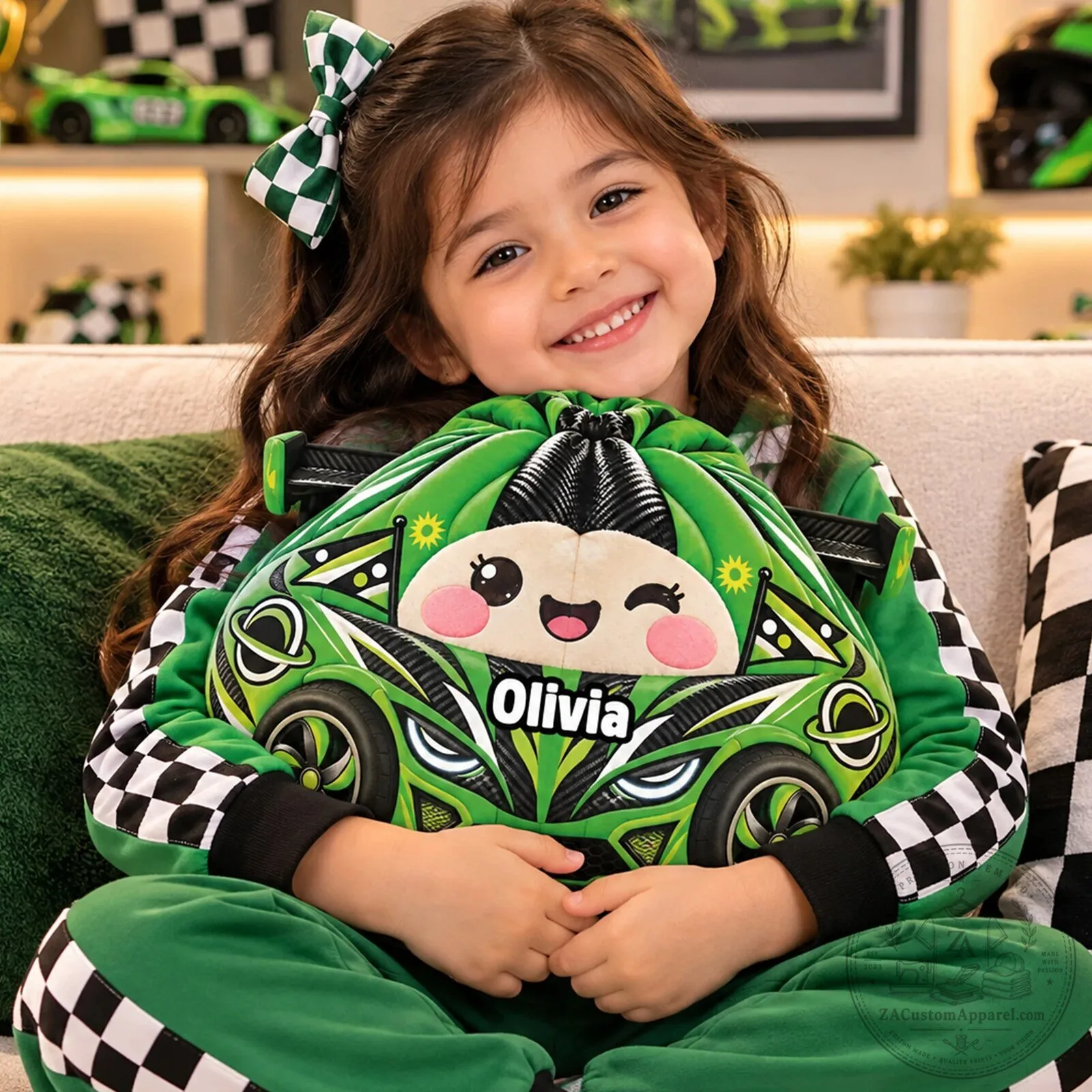 Personalized Racing Car Shaped Pillow for Kids, Custom Name Plush Toy 7 Personalized Racing Car Shaped Pillow for Kids, Custom Name Plush Toy