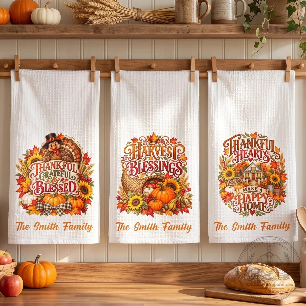 Personalized Thanksgiving Harvest Blessings Kitchen Towel Personalized Thanksgiving Harvest Blessings Kitchen Towel