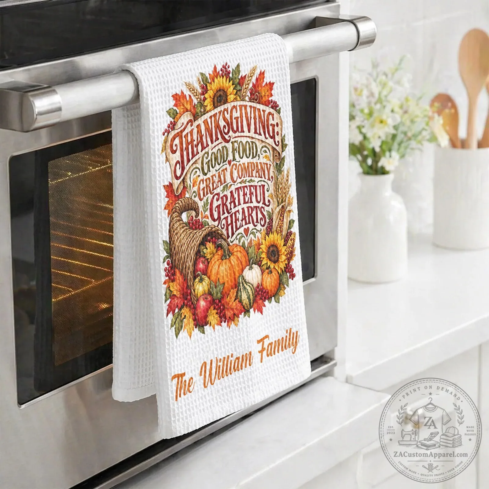 Personalized Thanksgiving Harvest Blessings Kitchen Towel 9 Personalized Thanksgiving Harvest Blessings Kitchen Towel