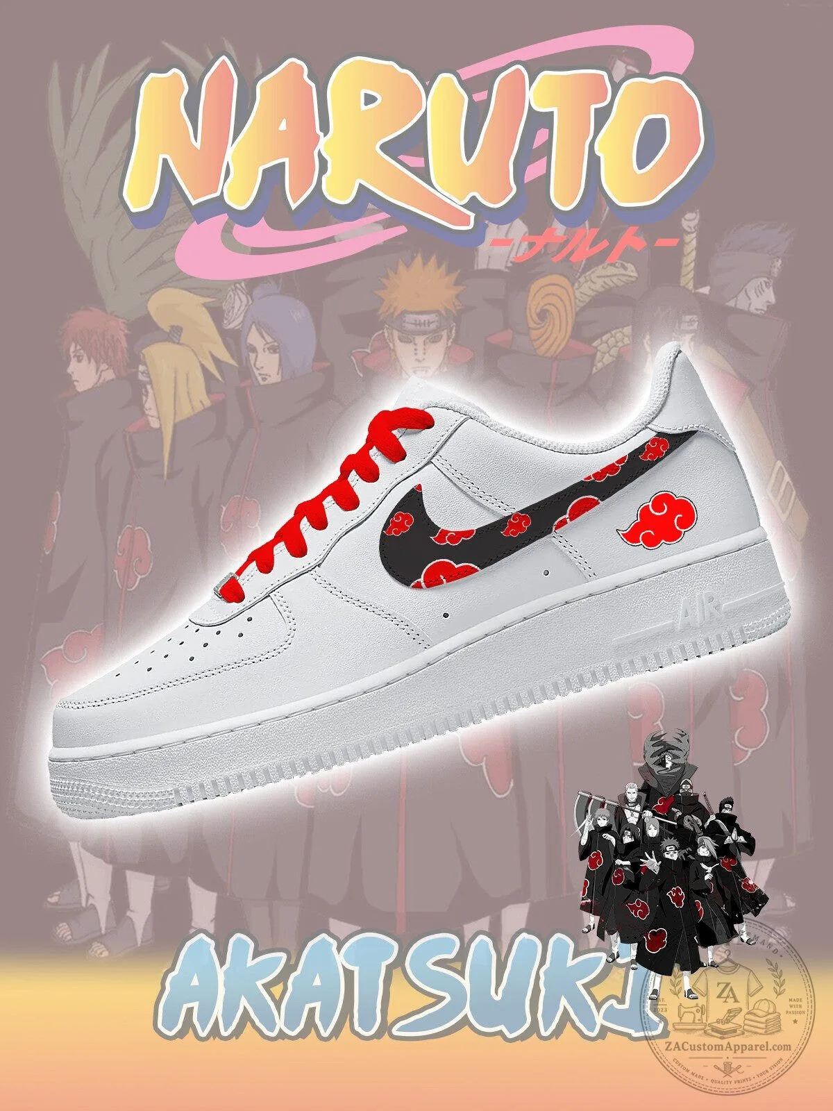Naruto Akatsuki Red Cloud Custom Anime Inspired White Athletic Shoes 6 Naruto Akatsuki Red Cloud Custom Anime Inspired White Athletic Shoes