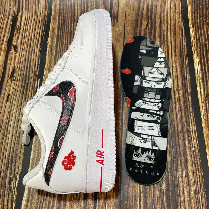 Naruto Akatsuki Red Cloud Custom Anime Inspired White Athletic Shoes 9 Naruto Akatsuki Red Cloud Custom Anime Inspired White Athletic Shoes