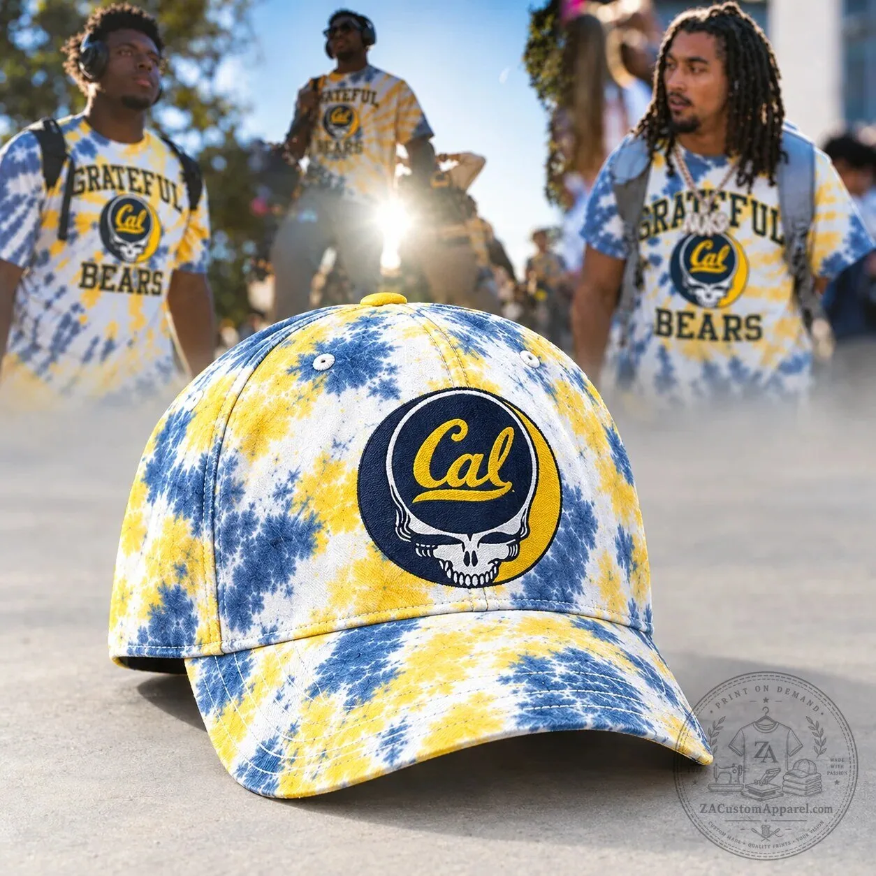 California Golden Bears Football Grateful Dead Tie-Dye Blue and Gold T-Shirt 3 California Golden Bears Football Grateful Dead Tie-Dye Blue and Gold T-Shirt