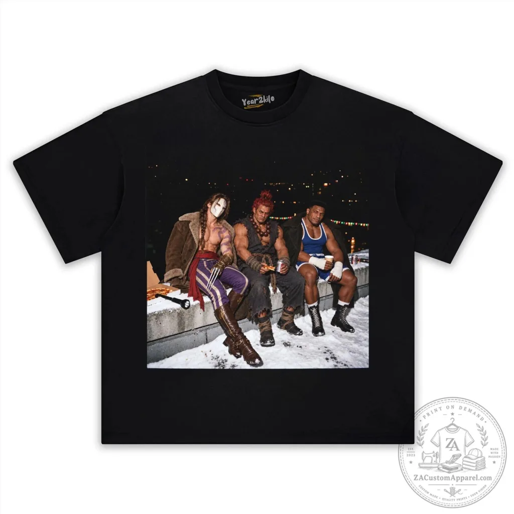 Street Fighter Vega Akuma Balrog Night Out Video Game Black T-Shirt